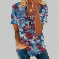 Majice za ženske vrhove kratkih rukava Bluze Regularne fit T majice Pulover TESE TEES US USA Zastava