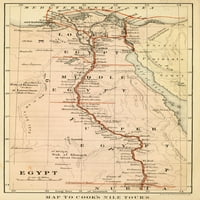 Map up the nile Parom 1872, karta za kuhanje Nil Tours Poster Print