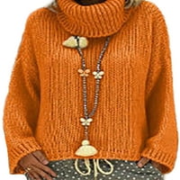 Prednji swall Puni boja pleteni džemper za žene Ležerne prilike dugih rukava džemper narančasta 2xl
