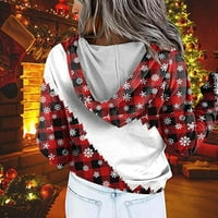 Azrijski ženski božićni vrhovi, modna žena dugih rukava majica Božićni ispis bluza s kapuljačom vrhova u prodaji Plus veličine klirence