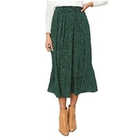Suknja za žene plus odobrenje Modne žene Ispiši casual ruched ruffles džep elastični boemski stil suknje