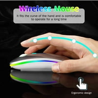 2.4GHz i Bluetooth miš, punjivi bežični miš za vivo Y76S Bluetooth bežični miš za laptop MAC računarsku tablet Android RGB LED srebrna