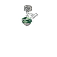 Delight nakit Silvertone listove vapna na zelenom traku Spinner Čestitamo šarm perle sa vingama