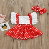Chollius Newborn Baby Girl Ljeto odijelo Oblik srca Print Ruffle Fly rukava za rušenje rubne haljine za glavu
