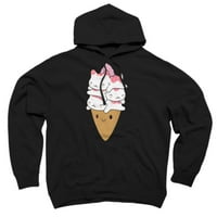 Kawaii Cat Sladoled Konusni ugljen sivi grafički pulover Hoodie - Dizajn od strane ljudi L