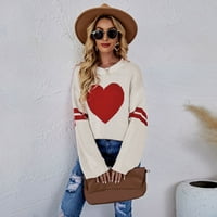 Žene Loose Okrugli vrat Pulover Srce Dugi rukav džemper Jeftini ženski džemperi Zip pulover džemperi za žene