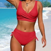 Žena New Split Twist Wrap čipka Up izdubljeni bikini Solid Boja visoki struk Brzi prodaja kupaći kostimi