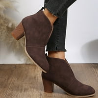 Wiueurtly Girls Boots ženske cipele guste potpetice kratke kožne čizme čizme pete žene čizme modne cipele