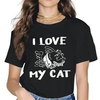 -Hirts za žene ljeto majica ženska volim svoju mačku ribu casual kratkih rukava s kratkim rukavima majice