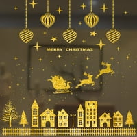AERDream božićne naljepnice Slatko PVC Zlatni sjaj Snowman Elk SnowFlake Decal DIY Dekoracija Naljepnice za uklanjanje zidnih vrata Božićne zabave Kuca za odmor