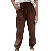Symoid Womens casual pantalone - Ležerne prilike čvrste džepove zavoj rastezanje Udobne harem hlače