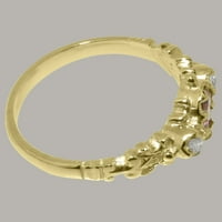 Britanci napravio 10k žuti zlatni prsten sa prirodnim ružičastim turmalinskim i kubnim cirkonskim ženskim zaručničkim prstenom - Opcije veličine - veličina 7.25