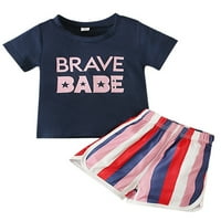 Glonme Kids Pisma Ispis labave ljetne odjeće odijelo za kratke hlače za odjeću Skraćena majica na plaži