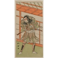 Katsukawa Shunshō Crna Ornate Wood uokviren dvostruki matted muzej umjetnosti pod nazivom - glumac ooe