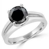 Veličanstvo dijamanti MD160315-7. 1. CT Classic 4-Prong okrugli Black Diamond zaručnički prsten u 14K bijelom zlatu, veličine 7.5
