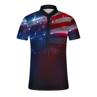 Pyju 4. jula Patriotske košulje za muškarce, ljetni ležerni dan neovisnosti Print V izrez kratki rukav majica Slim Fit mišić