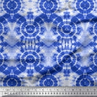SOIMOI Blue Poliester Crepe Tkanina Bandhani Tie-Dye Ispis Tkanina sa širokim dvorištem