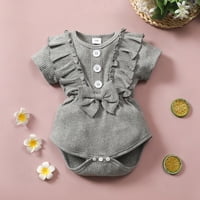 Toddler Djevojka za bebe Kombinezone za kombinezone Girls Slatka ruffle pamuk Outfit ROMper kombinezon Vintage Siva 3-6m