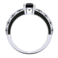 Dazzlingock kolekcija 1. Carat 10k okrugli Black Diamond Bridal Angažman prsten CT, bijelo zlato, veličine 8