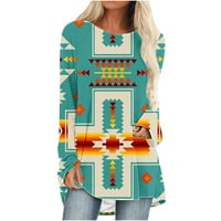 U prodaji zimske vunene bluze za žene Vintage geometrijska grafika plus veličina Crewneck Duksev vrhovi