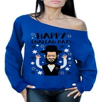 Neugodni stilovi Happy Challah slobodna ramena Dukserica Ženska hanukka predimenzionirani džemper Smiješni Chanukah pokloni za njenu Davidovu zvijezdu Baggy dukseru Židovske ljubimce židovskim ženskim džemperom