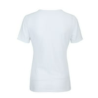SHPWFBE V majice za izrez žene kratke košulje s kratkim rukavima s kratkim rukavima Dubok Slim Ležerne prilike ljetna majica Ženska majica Ženske majice Ženske bluza