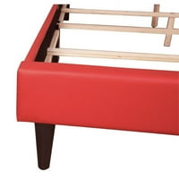 Maklaine Modern Fau kožni tapecirani krevet u crvenom finišu