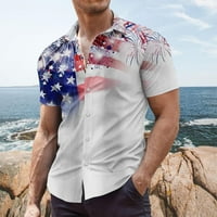 Muškarci Ljetna bluza Muški V-izrez kratki rukav modni botton-dolje Majica Labavi grafički grafički