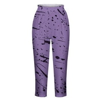 Mrat Womens Capris za ljetne obrezane hlače Ženska Capris Joggers Casual Capris Dressy Cropped pantalone Yoga Capris za žene Purple L