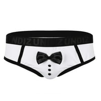 Muška luka kravata Niski donji penisi Tuxedo bikini gaćica donje rublje bijeli xxl