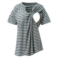 Njoeus Womens Tops Odeća za žene Majko Majzni gornji okrugli vrat Striped otisci sestrinske vrhove majica