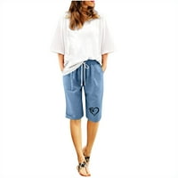 Caveitl ženske gaćice za ljeto, žensko ljeto od tiskane pet bodova pamučne pantalone u velikoj veličini
