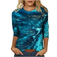 Apepal ženski raglan okrugli vrat Ljetni vrhovi dame tri četvrtine rukava trendy stil bluza tamno plava 2xl