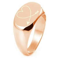 Sterling srebrna srčana ljubav arrow ugravirani ovalni ravni vrhunski polirani prsten