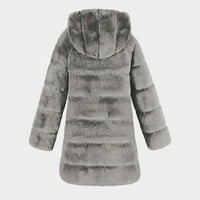 Ženski vrhovi modni luksuzni lažni kaput kapuljač kapuljač jesen zima topli kaput sivi xl