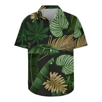 Muški cvjetni casunski gumb dole s kratkim rukavima Havajska majica Ljetni tropski uzorak Grafički krajevi majica Lose Regular Fit Thirt Tops Green XXXXL