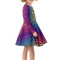 Suhoaziiia prerušiti se za djevojčice veličine 5-godina u boji LEOPARD Print grafički skok suknja s rukavima s rukavima meke vanjske aktivnosti twirl suknja
