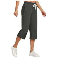 Charella Capri pantalone za žene Ležerne prilike Ženske vune velike boje Ležerne prilike Svestrane labave obrezane hlače tamno siva, l