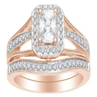 Ženski prsten za mladenku u 14K ružičastog zlata sa 0. CT bijeli prirodni dijamant sa veličinom prstena-9.5