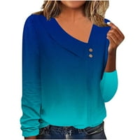 Slatke majice, ženski povremeni križ ramena dubok V rect rukav tanka omotaj majica Redovna ispisana bluza plava x-velika