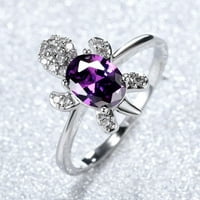 BIRCH BRCH Par kornjača Oblik Rhinestones Nakit Izvrsni svijetli sjajni prsten za angažovanje Legura Purple
