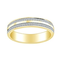 Carat Okrugli rez bijeli prirodni dijamant Dvo redni vjenčani prsten u 14K čvrstog žutog zlatnog prstena
