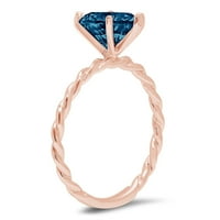 2.0ct Heart Cut Prirodni London Blue Topaz 14K ružičasto zlatne obljetnice za angažman prsten veličine 4