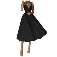 Ležerne haljine za žene cvjetne sunčeve haljine okrugli izrez srednje dužine kratkih rukava crna s