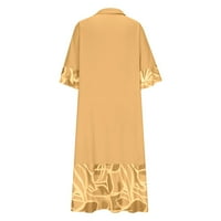 Ljetna haljina Ženska plus veličine Štampano šivanje tri tromjesečje rukave ruff V-izrez maxi duga haljina