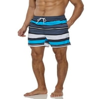 Colisha Muškarci Nacrtavanje Ljetne kratke hlače Elastične kratke kratke hlače Klasična fit Havajski Provjeri printu za plažu plaža Siva plava 2xl