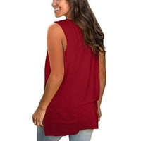 Ženske plus veličine, ženske bluze, ženska ležerna puna čvrstog V-izrez džepnog rukava vrhova labavih prsluka bluza majica koja se najbolje prodaje