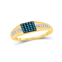 Dijamantna princeza 10kt Žuto zlato mens okrugla plava boja Poboljšani dijamantski kvadratni prsten