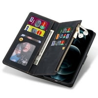 Dizajniran za iPhone 14, utora za karticu novčanika Kućica sa zatvaračem Premium kožna karta Slot flip magnetske poklopce zglob Kickstand Stand kompatibilan sa iPhoneom 14, crni