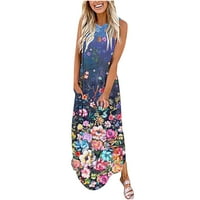 Sunkes za žene duga haljina za žene grafički bez rukava V izrez CAMI špagete remenske haljine za žene casual haljine havajske haljine plaža klasična Y2K mekani osnovni plavi l